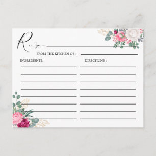 Cartão Postal Receita Romântica De Casamento Floral Rosa Escamuf