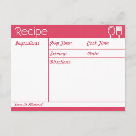 Cartão Postal Receita Rosa Simples Sem Linha