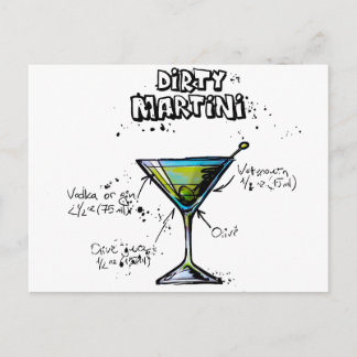 Cartão Postal Receita suja do cocktail de Martini