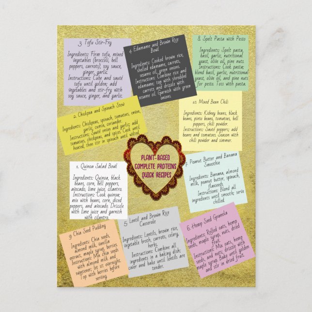 Cartão Postal Receitas Completas De Proteína Baseadas Em Plantas (Frente)