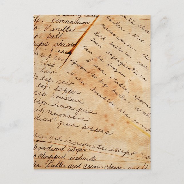 Cartão Postal receitas de vintage (Frente)