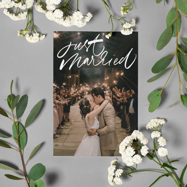 Cartão Postal Recem casados Foto Casamento Obrigado (Just Married Photo Wedding Thank You Postcard)