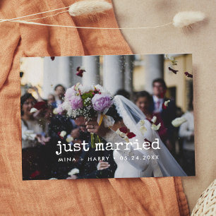 Cartão Postal Recém-casados Foto de casamento de máquina de escr