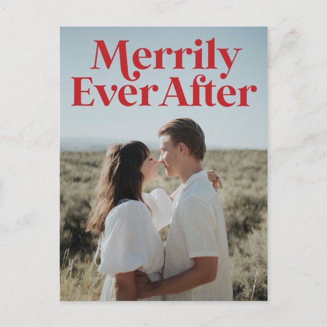 Cartão Postal Recem casados Natal Red Modern (Frente)