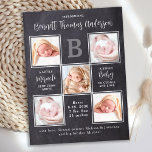 Cartão Postal Recém-nascido Bebê 5 Foto Colagem Anúncio de Nasci<br><div class="desc">Anuncie seu novo bebê a amigos e família com essas ardentes ardentes ardentes ardentes tabulações de chalkboard, modernas e únicas cartas de natal de colagem fotográfica. Personalize com 5 fotos e personalize com monograma inicial, nome, estatísticas de natalidade. Citação inspiradora: "Um pequeno milagre enviado de cima, um doce bebê para...</div>