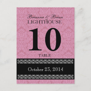 Cartão Postal Recepção da placa do número da tabela do Casamento