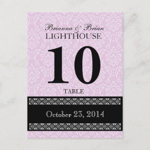 Cartão Postal Recepção da placa do número da tabela do Casamento
