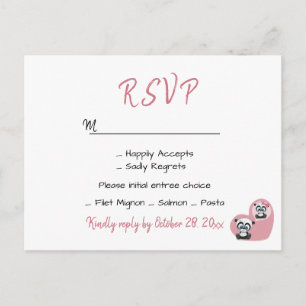 Cartão Postal Recepção de Casamento Rosa Panda Urso de Pelúcia C