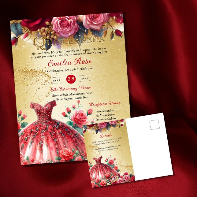 Cartão Postal Recepção de Cerimônia de Vestido de Quinceanera Do (Criador carregado)