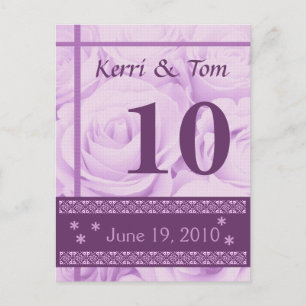 Cartão Postal Recepção do Número da Tabela de Casamento de Rosas