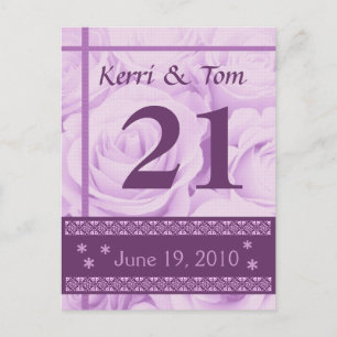 Cartão Postal Recepção do Número da Tabela de Casamento de Rosas