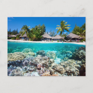 Cartão Postal Recife de coral e um resort tropical