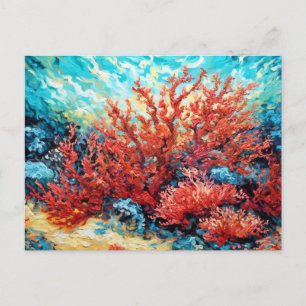 Cartão Postal Recife de Coral em Pintura a Óleo Subaquática Gira