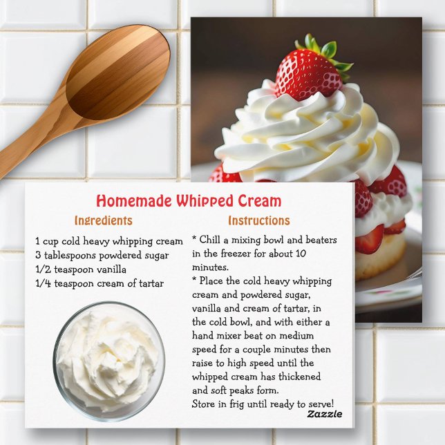 Cartão Postal Recipe Card for Homemade Whipped Cream (Criador carregado)