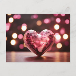 Cartão Postal Recipiente em Forma de Coração Contendo Árvores De