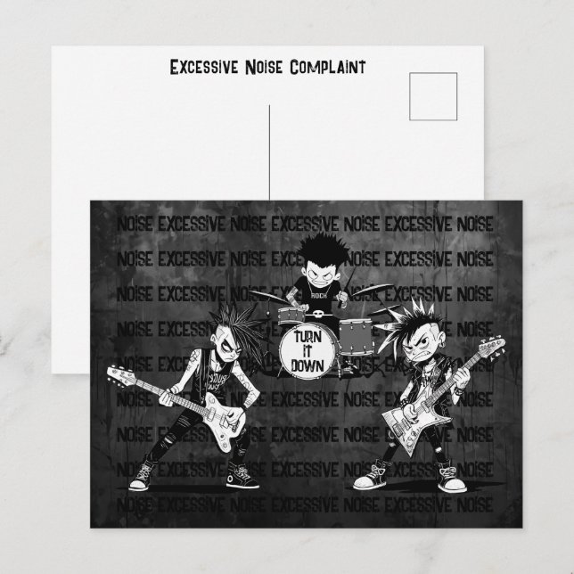 Cartão Postal Reclamação de Ruído Excessivo por Memo Vizinho Ami (Frente/Verso)