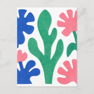 Cartão Postal Recortes Florais em Estilo Matisse Ousado