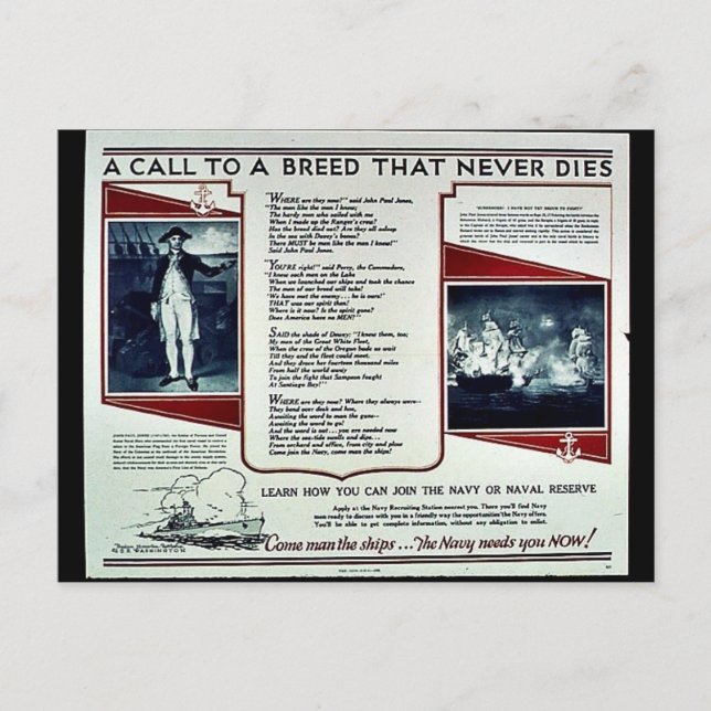 Cartão Postal Recrutamento de Marinho Wwii2 (Frente)