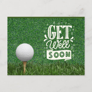 Cartão Postal Recupere-se logo com bola de golfe no green para g