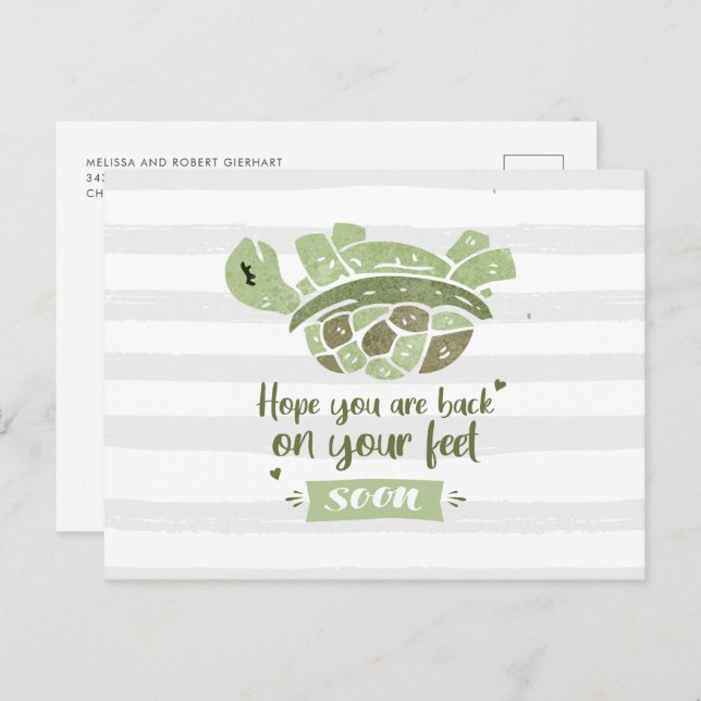 Cartão Postal Recupere-se Logo Desejos Divertidos e Fofos de Enf (Frente/Verso)