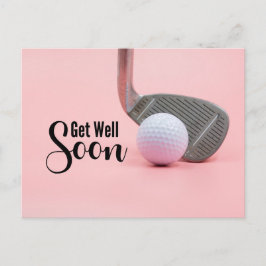 Cartão Postal Recupere-se logo para mulher golfista tema rosa