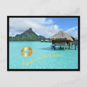 Cartão Postal Recurso de Overwater na lagoa de Bora Bora com