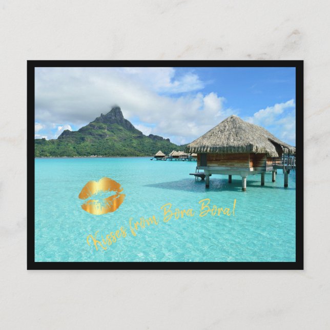Cartão Postal Recurso de Overwater na lagoa de Bora Bora com (Frente)