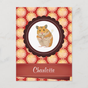 Cartão Postal Red Add Your Name Hamster