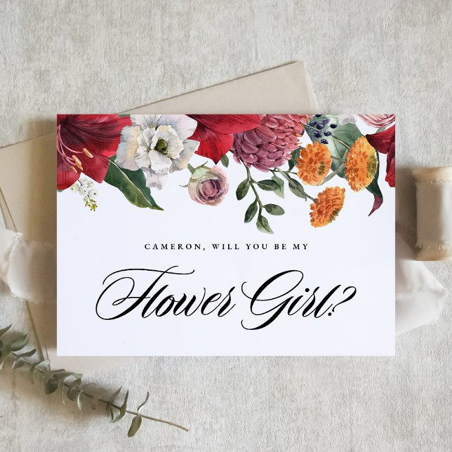 Cartão Postal Red Amaryllis Floral Ser Minha Matriz de Honra (Criador carregado)