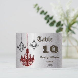 Cartão Postal Red and Black Chandelier Table Number