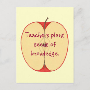 Cartão Postal Red Apple Teachers Plant Seeds, Knowledge Postcard