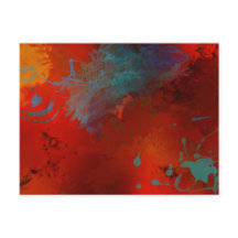 Red, Aqua e Dourada Grunge Digital Abstrato Art