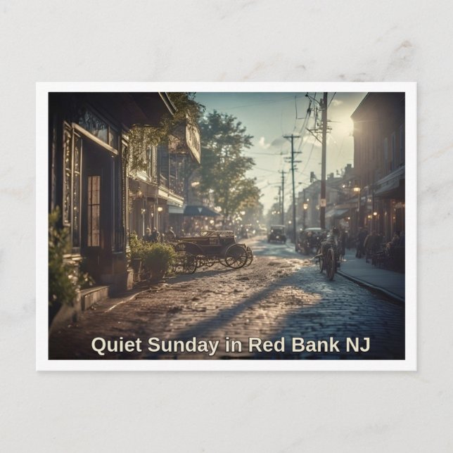 Cartão Postal Red Bank NJ Quiet Sunday Scene 1920 (Frente)