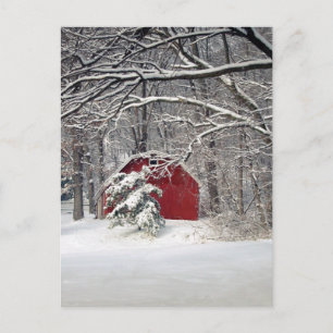 Cartão Postal Red Barn na neve 2011