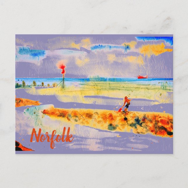 Cartão Postal Red Boat na praia em Mundesley, Norfolk Postcard (Frente)