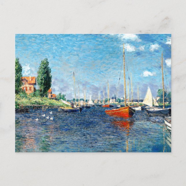Cartão Postal Red Boats, Argenteuil, por Claude Monet (Frente)