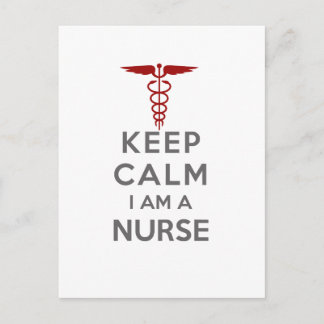 Cartão Postal Red Caduceus Fique Calmo Eu sou enfermeira