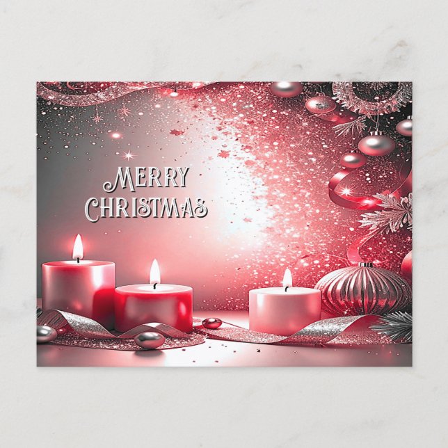 Cartão Postal Red Candles Decorative Holiday Postcard (Frente)