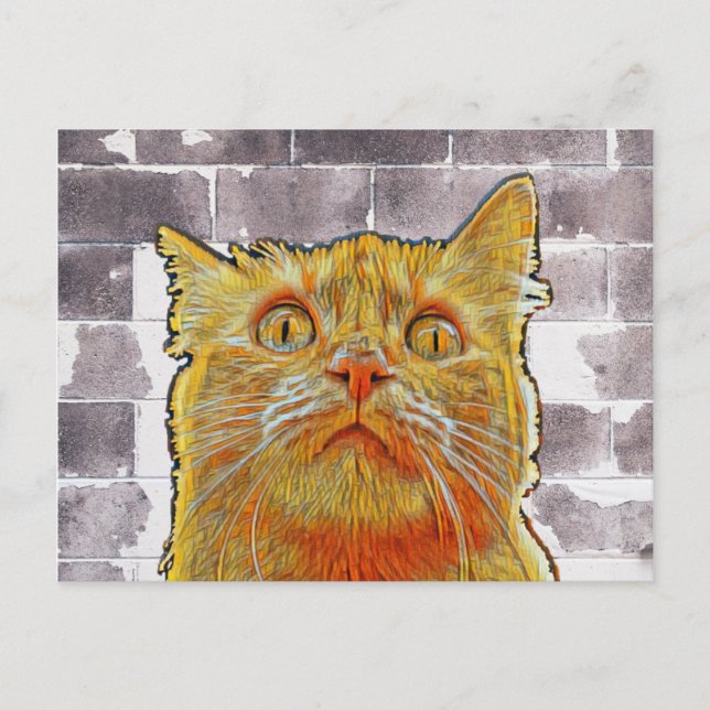 Cartão Postal Red Cat em Trouble. (Frente)