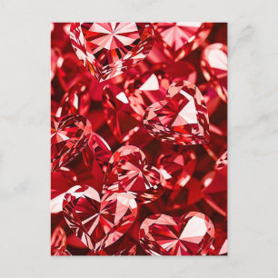 Cartão Postal Red Crystal Diamond Hearts