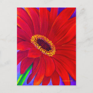 Cartão Postal Red Daisy Gerber Flower Painting Art - Multi