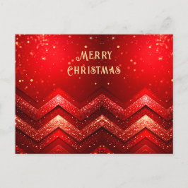 Cartão Postal Red Decorative Christmas Glitter Holiday Postcard