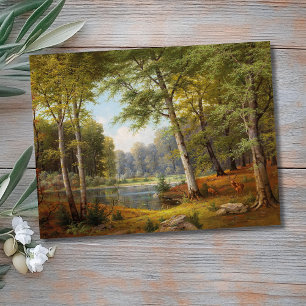 Cartão Postal Red Deer by the Forest Pond