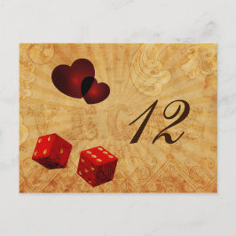 Cartão Postal red dice Vintage - Números de tabela de Vegas