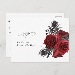 Cartão Postal Red Floral & Black no Meal RSVP