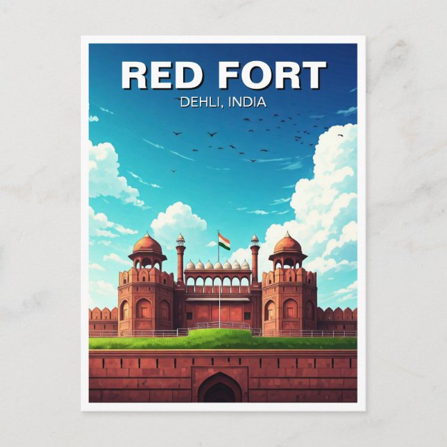 Cartão Postal Red Fort Dehli India Viagem Souvenir (Frente)