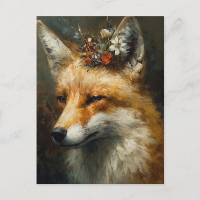 Cartão Postal Red Fox Boho (Frente)
