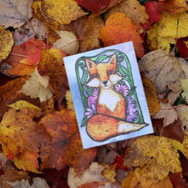 Cartão Postal Red Fox Floral Art