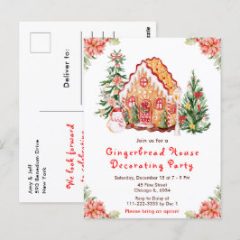 Cartão Postal Red Gingerbread House Decorating Party
