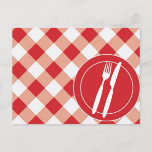 Cartão Postal Red Gingham & Cutlery